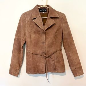 VINTAGE Suede Aziza Brown Leather Jacket Size Medium